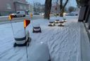 Igaunijā piegādes roboti cīnās ar sniegputeni